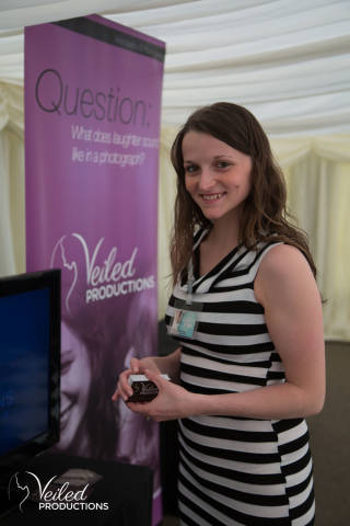 Rachel at her first ever wedding fair showcasing Veiled Productions