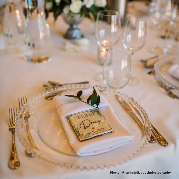 Belgian chocolate bar printed with name and wedding date