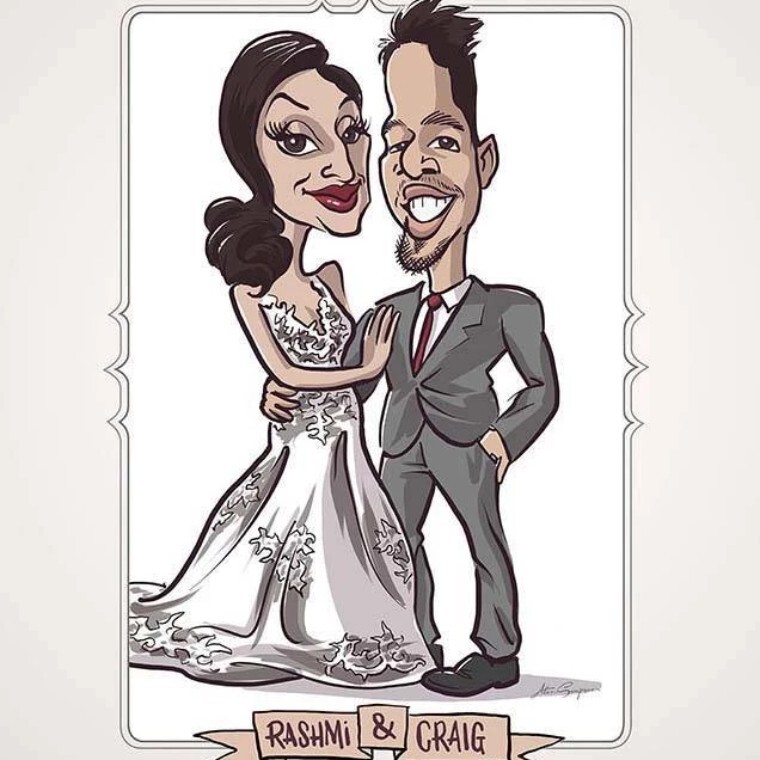 Wedding Caricature by Alan Simpson Ink