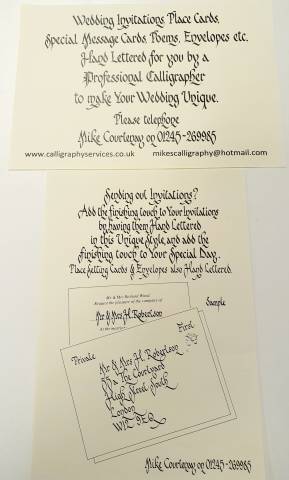 Mike Courtenay Wedding Calligraphy Stationery in Essex
