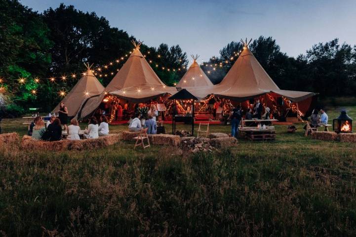 Forest Edge Tipis Marquees in Berkshire Festival Wedding