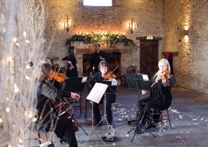 The Cotswold Ensemble, Wedding & Reception Music in at Stone Barn, Gloucestershire, (Nicola Milns Photographer)