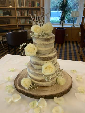 Semi Naked Wedding Cake at Missenden Abbey