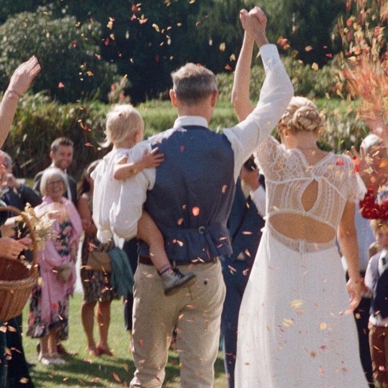Steph & Alan Wedding confetti shot