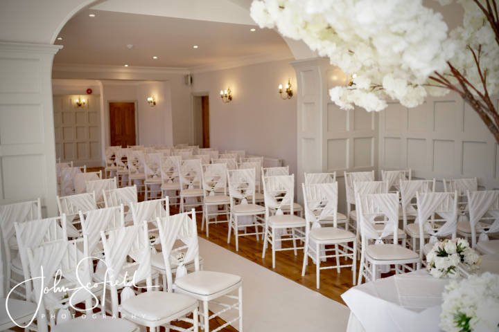 The Jacobean Suite set up for a indoor ceremony
