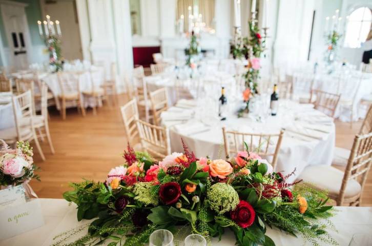 Table with flowers, dining setup