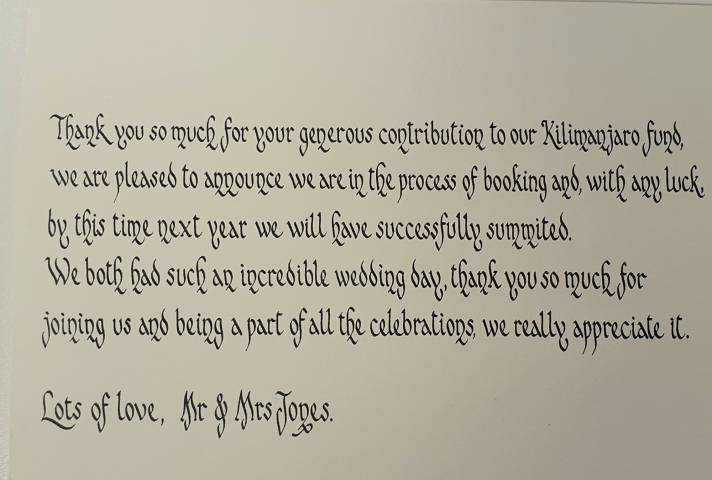Mike Courtenay Wedding Calligraphy Stationery in Essex