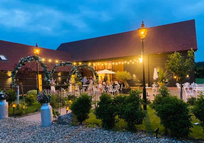 Festoon Lighting over seated Courtyard