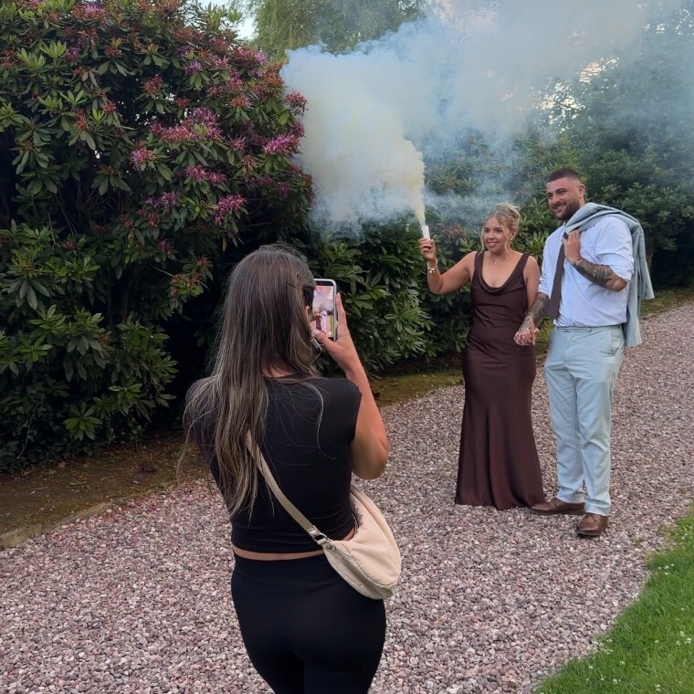 Wedding content creator shooting couple