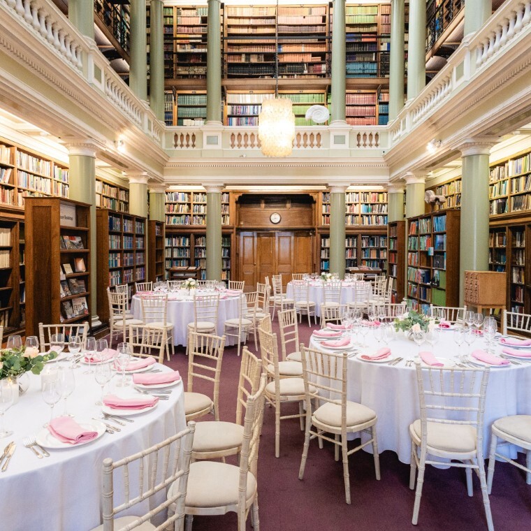 Upper Library Roundtable Wedding Setup