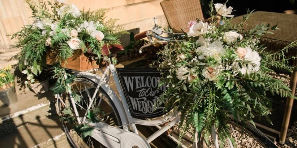 Bouquet on Welcome Gate of Cotswold House Hotel and Spa, Venues in Chipping Campden, Gloucestershire