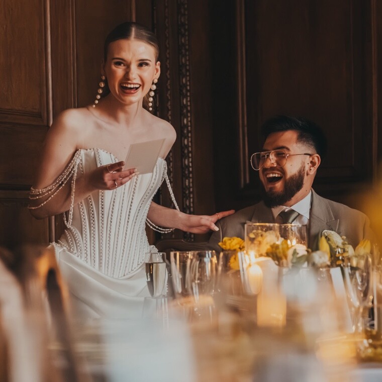Bride steels the show during wedding speeches
