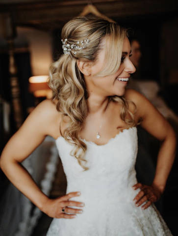 blonde bride half up half down