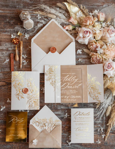 Margo and Bees Luxory Gold ad Velvet Wedding Invitations