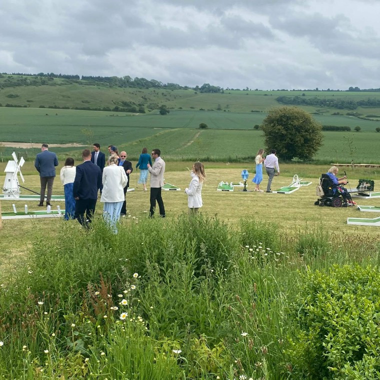 Hampshire games white wedding mini golf at a countryside wedding 