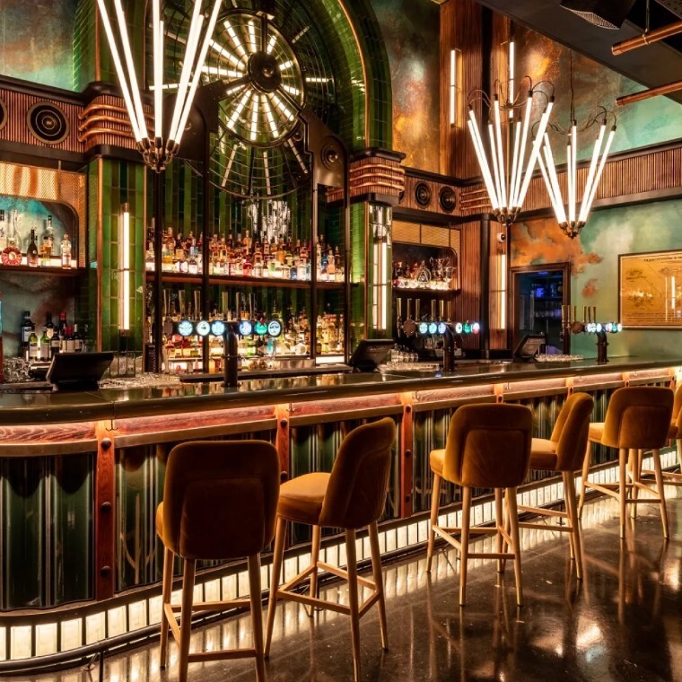 green art deco style bar