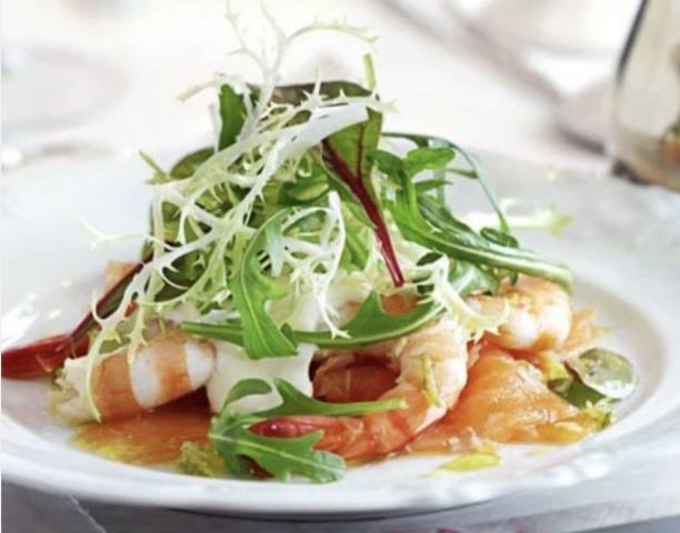 Smoked salmon, king prawn