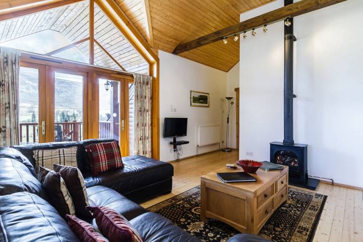 Living area in the three bedroom lodge at Glen Clova