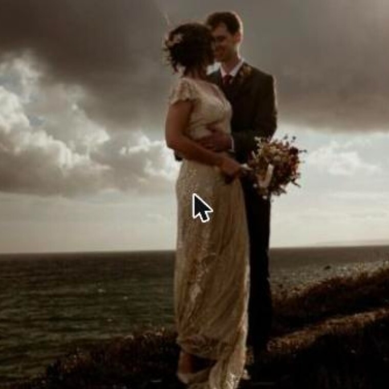 Cornwall wedding photography by The Menagerie - couple on clifftop at Beacon Crag