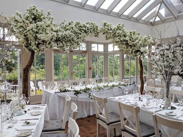 The Orangery in Full Bloom for a Wedding Breakfast at Broadoaks Boutique Country House Venues in Cumbria