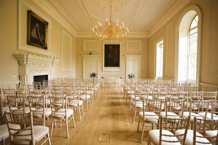 Fulham Palace interior set for a wedding ceremony