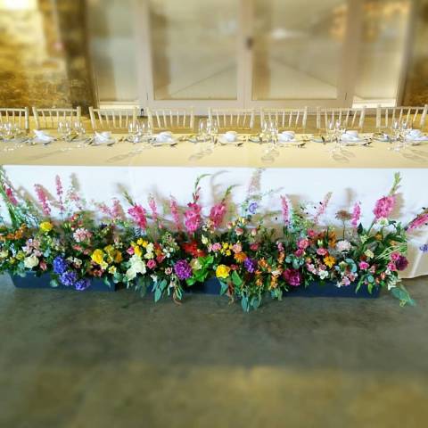 Dinner setup with beautiful flowers