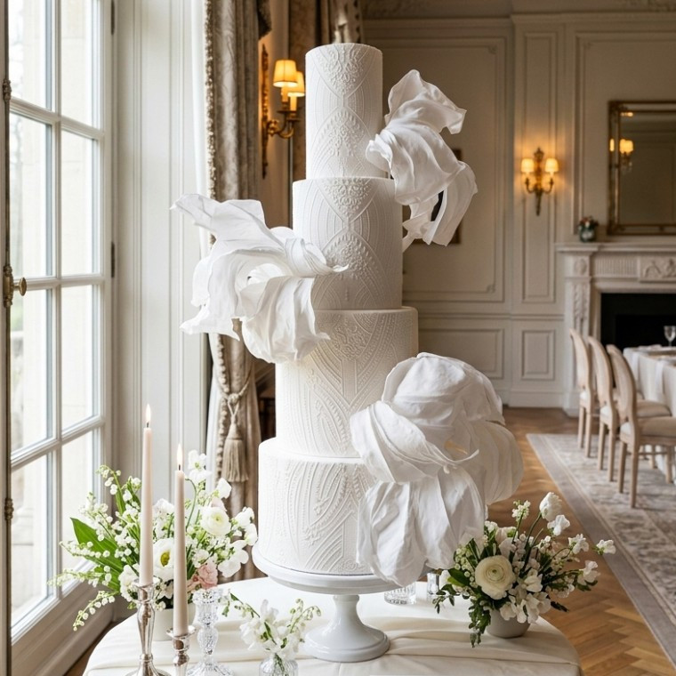 Modern white wedding cake