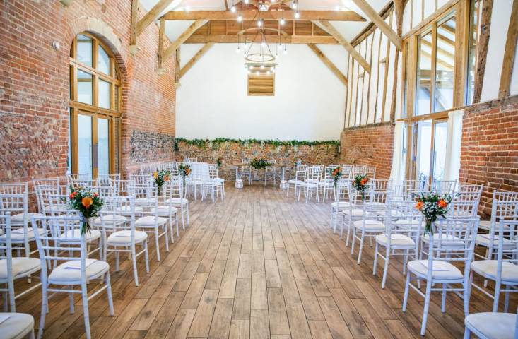 Bressingham Halls High Barn dressed for Wedding Ceremony