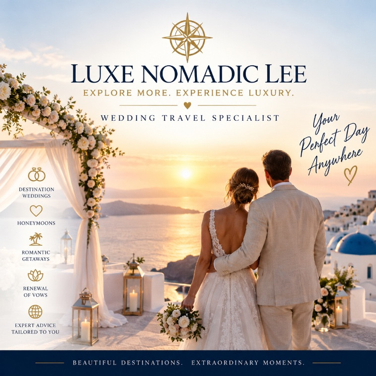“Luxe Nomadic Lee wedding travel specialist – luxury destination weddings, honeymoons and romantic escapes.”