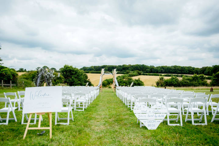 Outdoor Ceremonies on the meadow at Monkton Barn