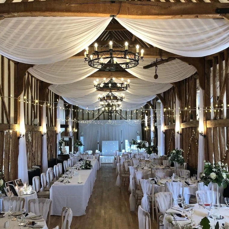 Wedding Breakfast set up in Essex Barn