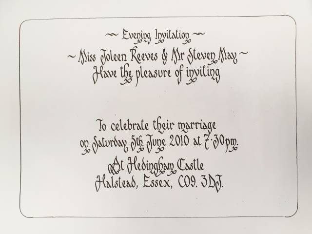 Mike Courtenay Wedding Calligraphy Stationery in Essex