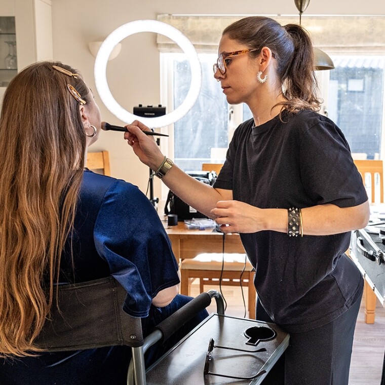 Zoe Brown hair and makeup artist at work.