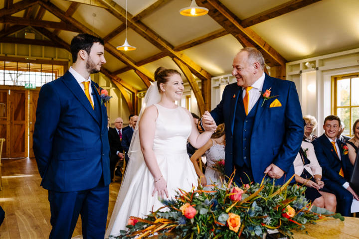 A bride and groom at Hyde Barn Stow on The Wold
