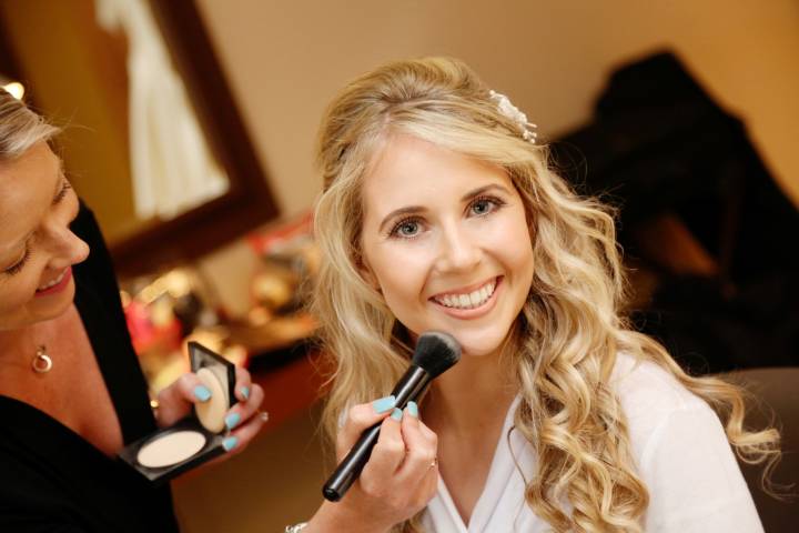 wedding makeup artist at work