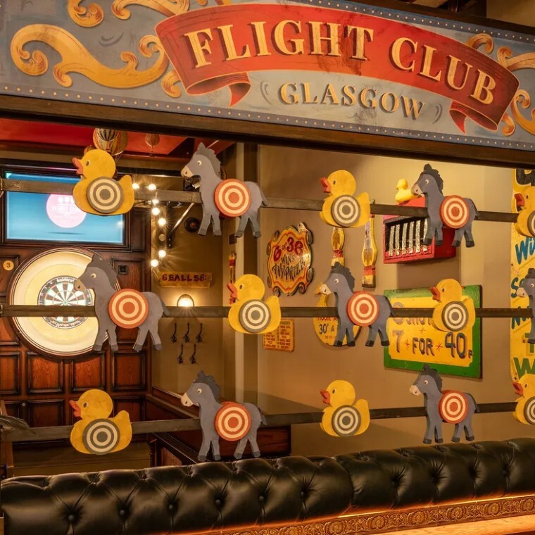 dart board with duck and donkey fairground attraction decoration