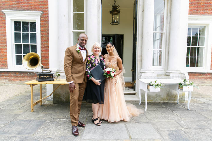 Yvonne with Shereena and Lerum after their Kevington Hall Wedding, Essex