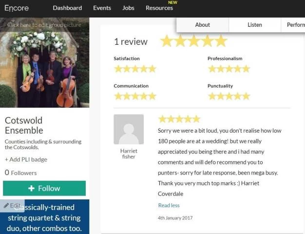 The Cotswold Ensemble, Live Music in Oxfordshire