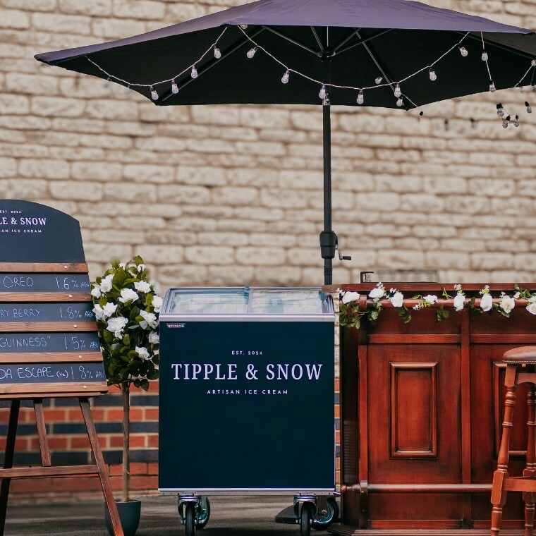 Vintage Ice Cream Cart and Bar Tipple and Snow