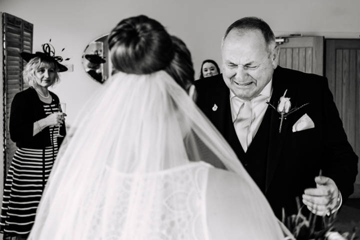 Father of a bride in tears at Hyde Barn