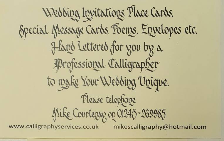 Mike Courtenay Wedding Calligraphy Stationery in Essex