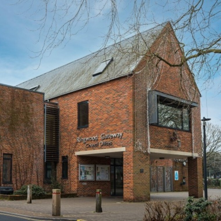 Large brick building with modern architecture 