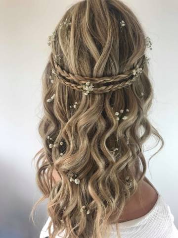 braided half up half down hairstyle