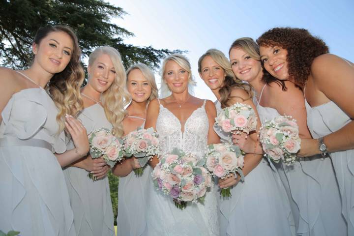bride and bridesmaids makeup
