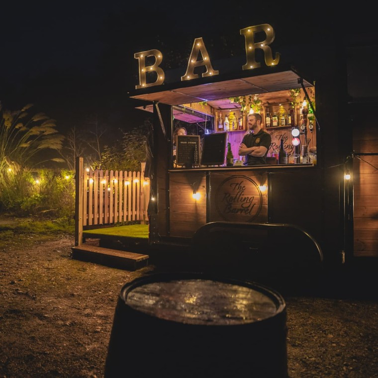 a sophisticated bar in a converted horsebox