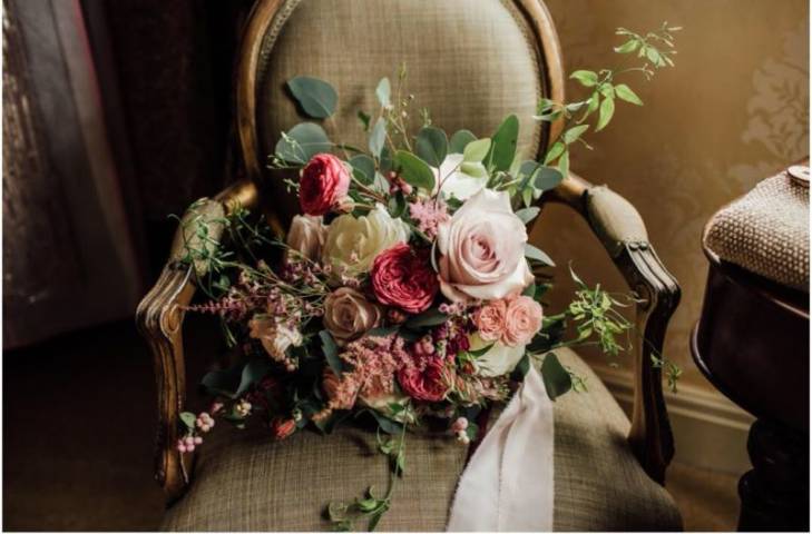 Bouquet placed on seat