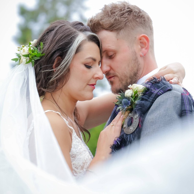Amazing couple having portraits of their Scottish Wedding