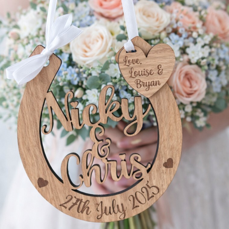 Personalised Wedding Horseshoe in oak