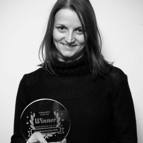 Rachel of Veiled Productions proud with her Bridebook Wedding Videographer of the Year 2018 award