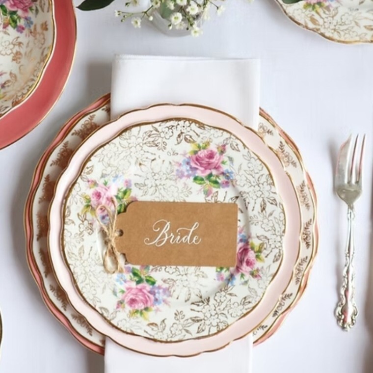 Layered place setting with vintage china